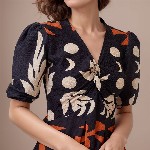 DressBerry Women Print Crepe A-Line Midi Dress