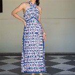 Anasi Clothing Women Ethnic Motifs Printed Halter Neck Linen Shift Maxi Dress