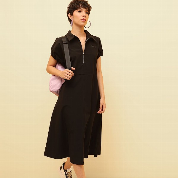 ONLY Puff Sleeve Shirt Midi Dress