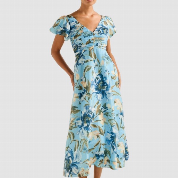 Forever New Women Floral Printed Gathered or Pleated A-Line Dress