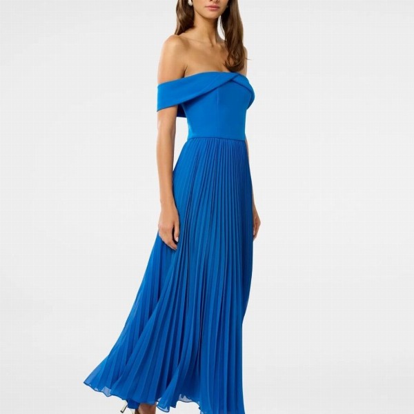 Forever New Women Off-Shoulder Accordion Pleats A-Line Midi Dress
