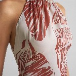 GABLOR Print Halter Neck Satin Maxi Midi Dress