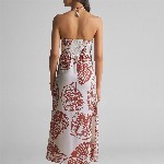 GABLOR Print Halter Neck Satin Maxi Midi Dress