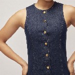 The Label Life Women Button Down Denim Sheath Midi Dress