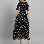 Curvydrobe Polka Dot Flared Sleeve A-Line Midi Dress