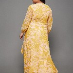 Miss Chase A+ Plus Size Floral Printed V-Neck Flared Maxi Dress