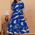 SARAI CREATIONS Print Fit & Flare Maxi Dress