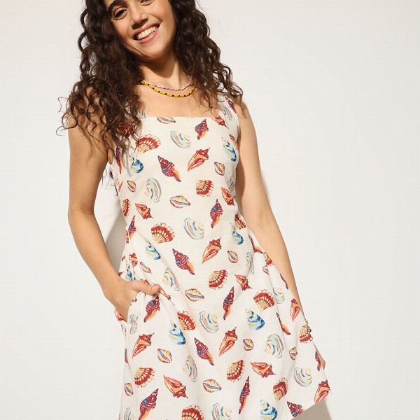 ONLY Print Linen Fit & Flare Mini Dress