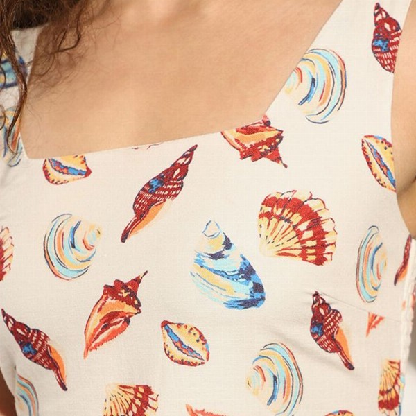 ONLY Print Linen Fit & Flare Mini Dress