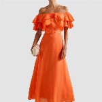 Forever New Women Off-Shoulder Flared Sleeve A-Line Midi Dress