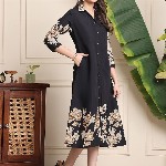 Claura Women Floral Printed A-Line Midi Dress