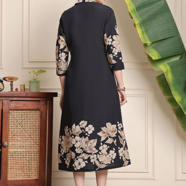 Claura Women Floral Printed A-Line Midi Dress