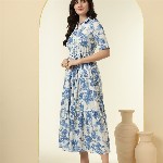 KALINI Floral Printed Fit & Flare Midi Dress