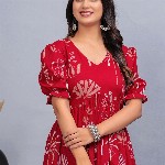 DAMMODE Women Cotton Floral Printed Empire Maxi Dress