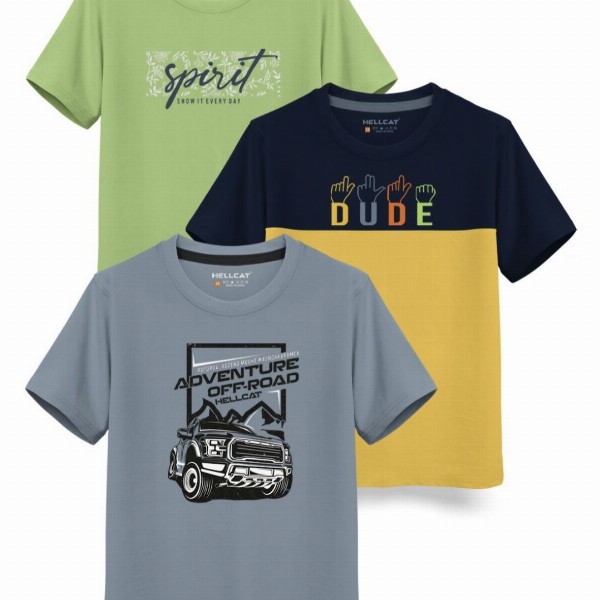 HELLCAT Boys Typography 3 Printed T-shirt