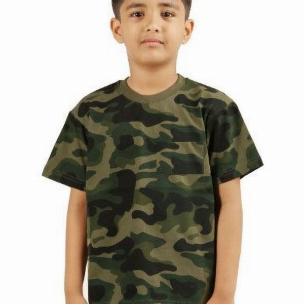 Printcomet Kids Camouflage Printed Pockets T-shirt