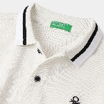 United Colors of Benetton Boys Polo Collar Extended Sleeves Pure Cotton T-shirt