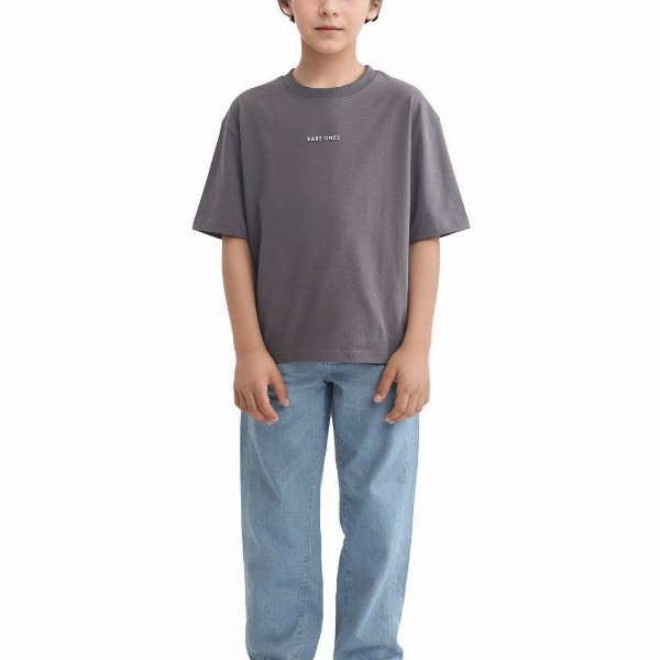 RARE ONES Boys Printed Drop-Shoulder Sleeves Boxy T-shirt