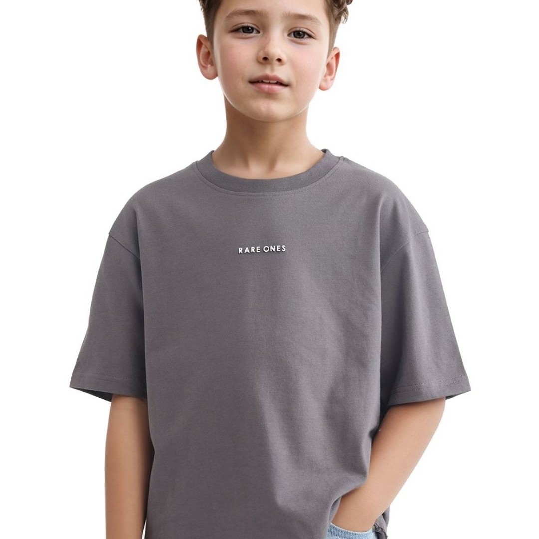 RARE ONES Boys Printed Drop-Shoulder Sleeves Boxy T-shirt