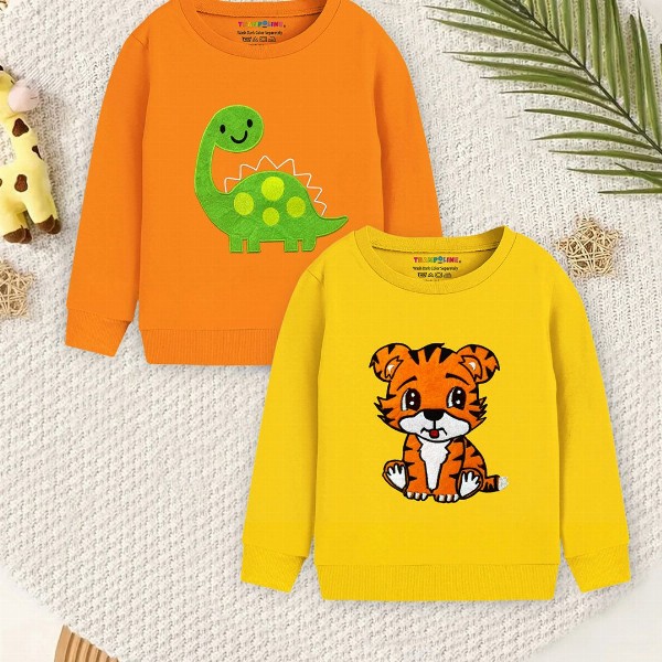 YK X Trampoline Boys Pack of 2 Patch-Work Printed T-Shirt