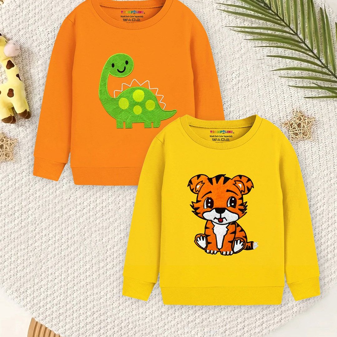 YK X Trampoline Boys Pack of 2 Patch-Work Printed T-Shirt