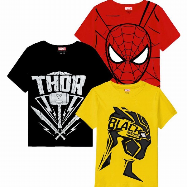 Marvel by Miss and Chief Boys 3 Avengers Printed Bio Finish T-shirt