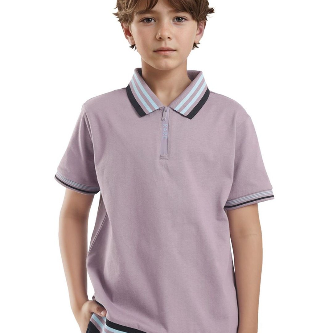Rare Ones Boys Solid Zipper Polo