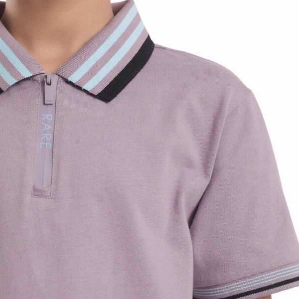 Rare Ones Boys Solid Zipper Polo