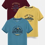 HELLCAT Boys Pack Of 3 Printed Cotton T-shirt