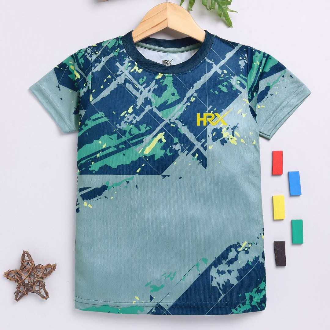 HRX by Hrithik Roshan Boys Abstract Printed Rapid-Dry T-shirt