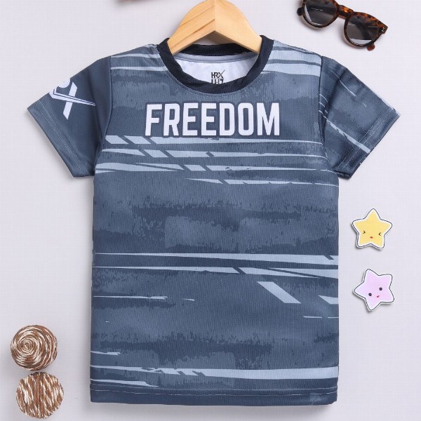 HRX by Hrithik Roshan Boys Typography Printed Rapid Dry Sports T-shirt