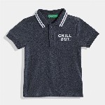 United Colors of Benetton Boys Typography Printed Polo Collar T-shirt