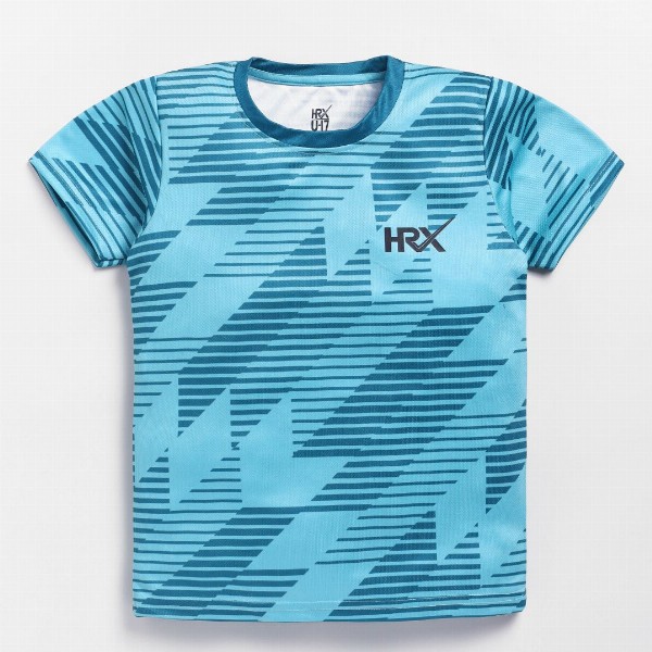 HRX by Hrithik Roshan Boys Rapid Dry Geometric Printed T-Shirt