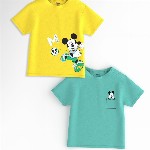 Nauti Nati Disney Boys Pack of 2 Mickey Mouse Printed Antimicrobial Jersey Cotton T-Shirts