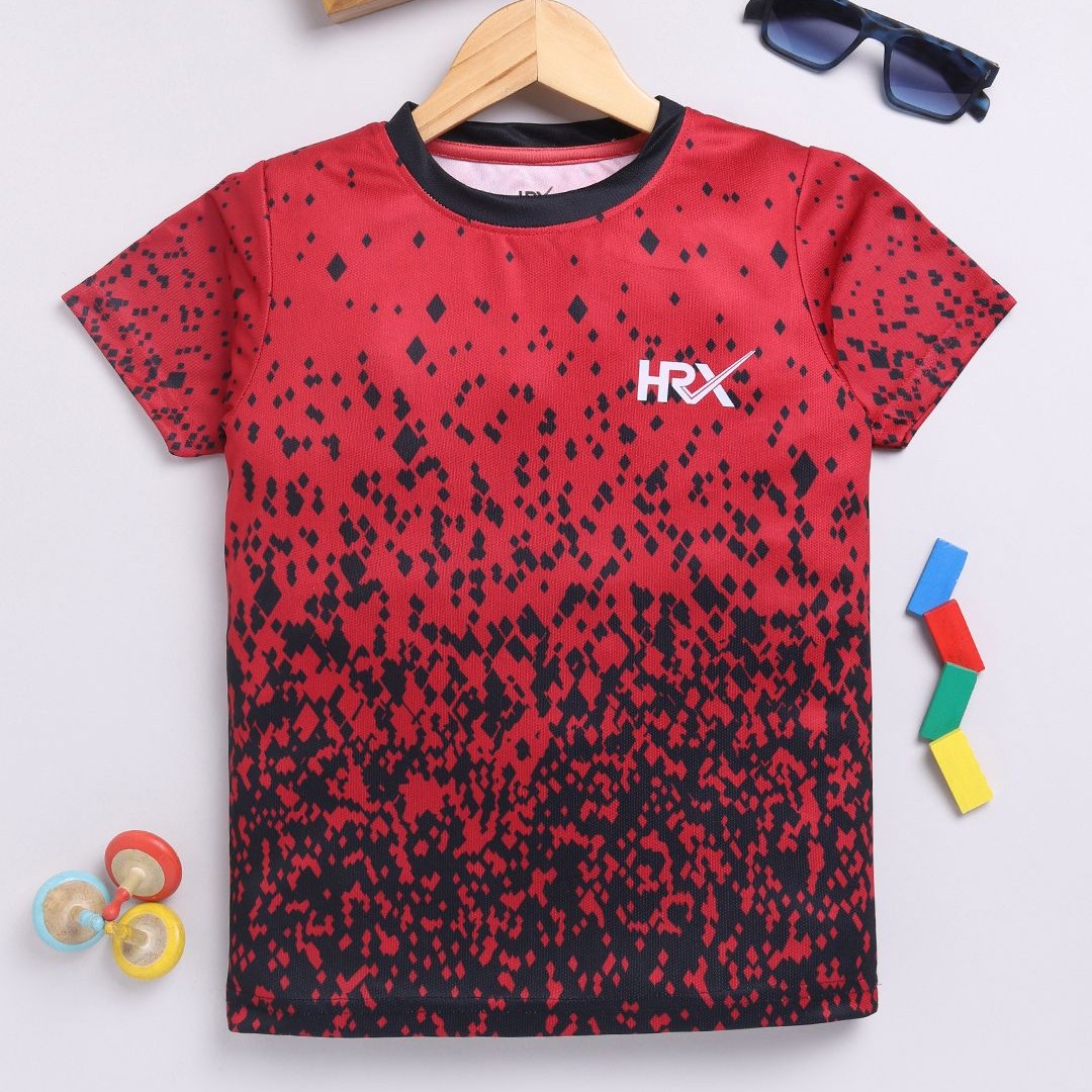 HRX by Hrithik Roshan Boys Geometric Printed Rapid-Dry T-shirt