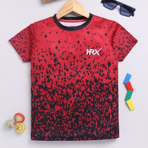 HRX by Hrithik Roshan Boys Geometric Printed Rapid-Dry T-shirt