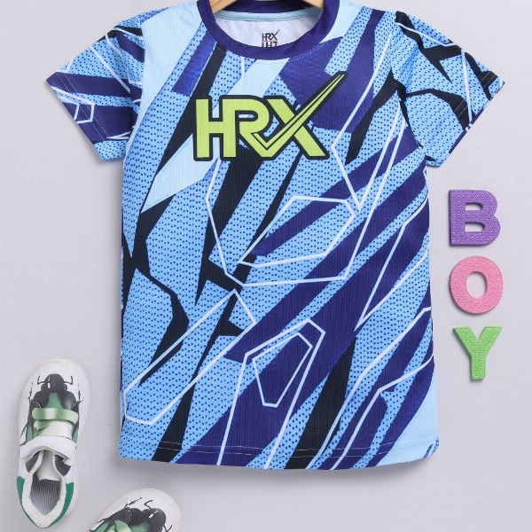 HRX by Hrithik Roshan Boys Abstract Printed Rapid-Dry T-shirt