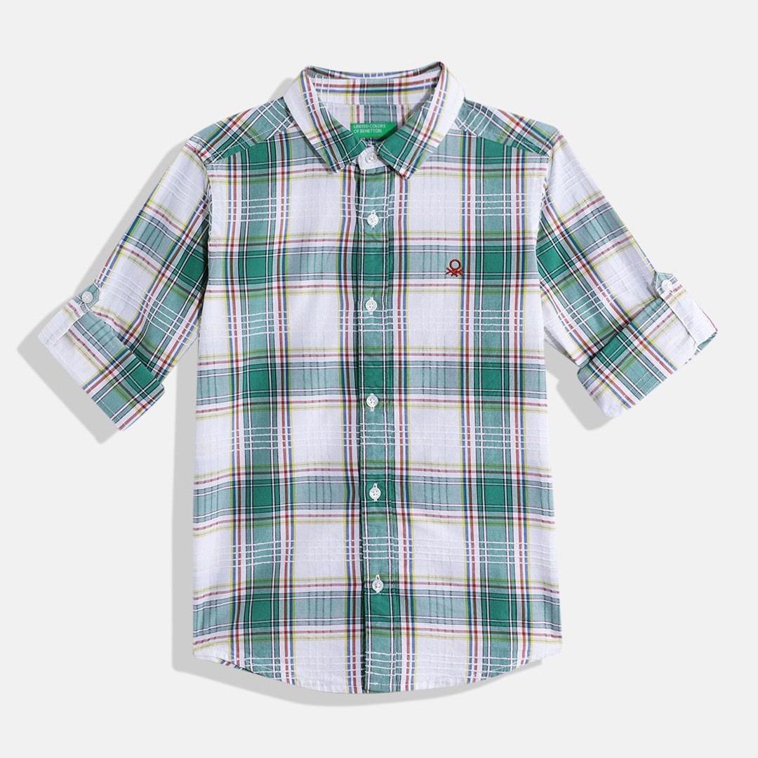 United Colors of Benetton Boys Cotton Checked Casual Shirt