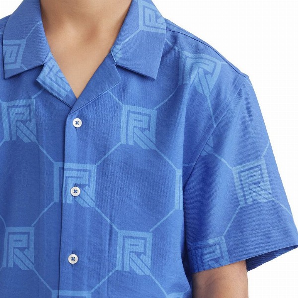 RARE ONES Boys Relaxed Fit Cuban Collar Geometric Printed Casual Shirt