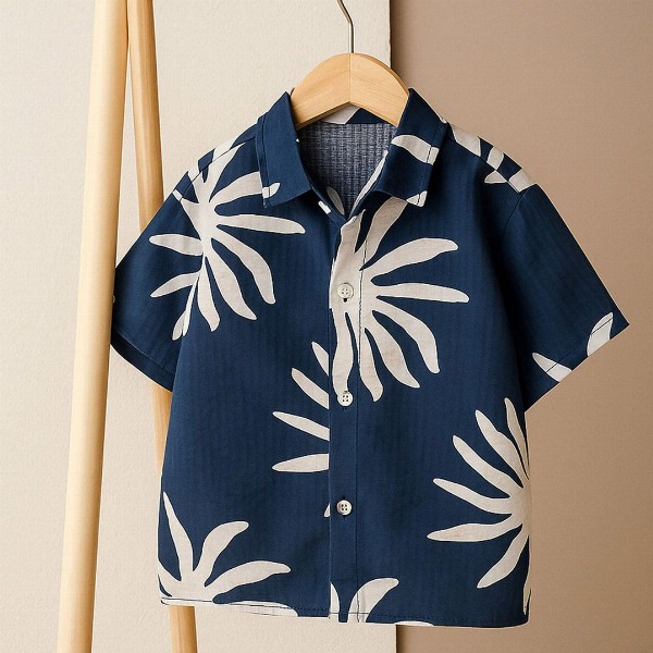 Googo Gaaga Boys Floral Printed Spread Collar Casual Shirt