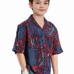 RARE ONES Boys Floral Printed Cubans Collar Short Sleeves Casual Shirt