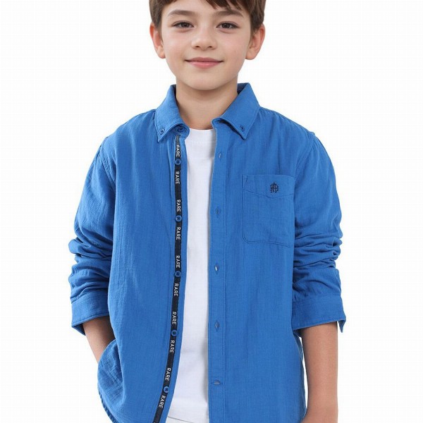 RARE ONES Boys Solid Button-Down Collar Cotton Casual Shirt