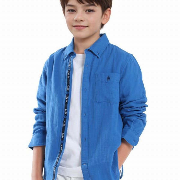 RARE ONES Boys Solid Button-Down Collar Cotton Casual Shirt