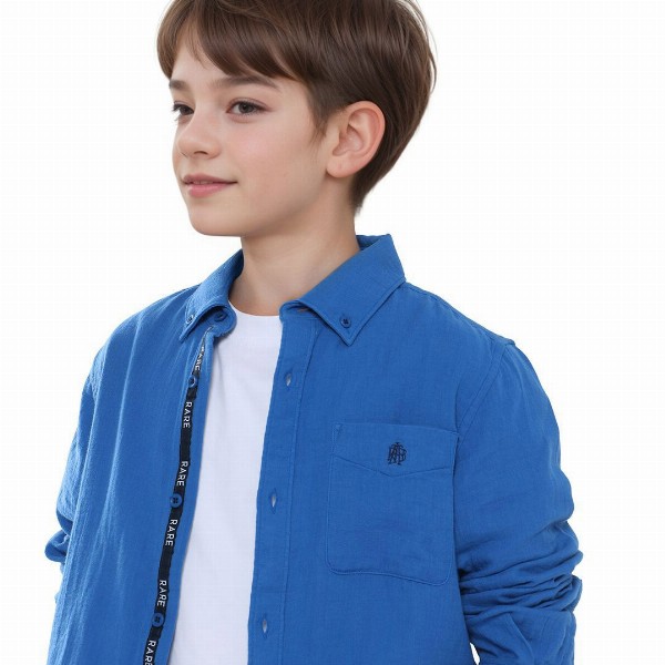 RARE ONES Boys Solid Button-Down Collar Cotton Casual Shirt