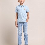 U.S. Polo Assn. Kids Boys Classic Chambray Weave Pure Cotton Casual Shirt