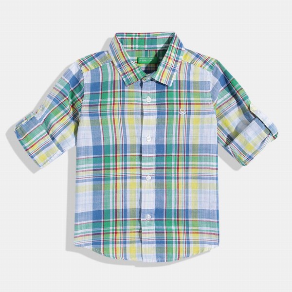United Colors of Benetton Boys Pure Cotton Checked Casual Shirt
