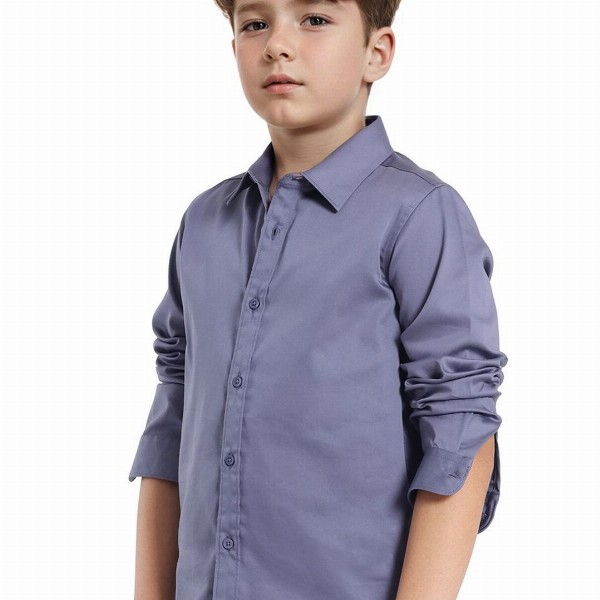 RARE ONES Boys Spread Collar Solid Cotton Casual Shirt