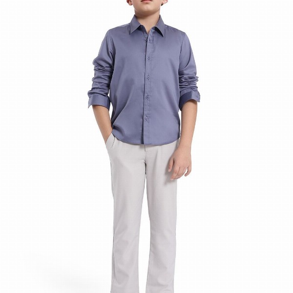 RARE ONES Boys Spread Collar Solid Cotton Casual Shirt