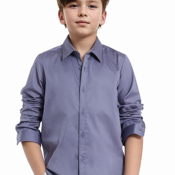 RARE ONES Boys Spread Collar Solid Cotton Casual Shirt