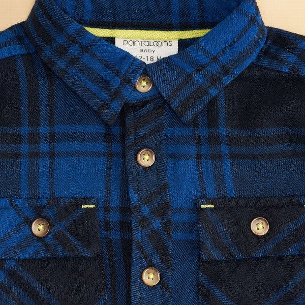 Pantaloons Baby Boys Checked Spread Collar Roll-Up Sleeves Cotton Casual Shirt